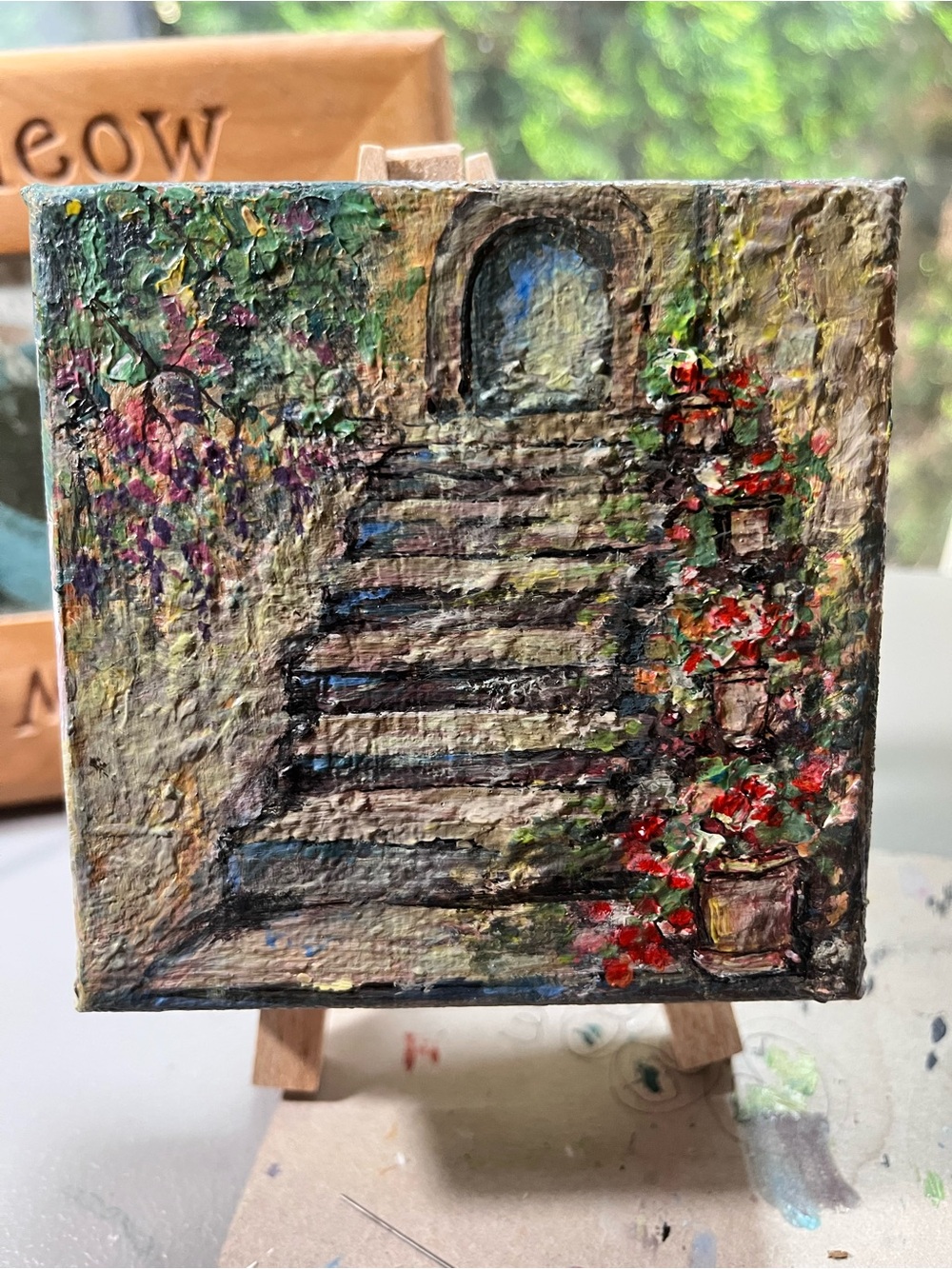 Original acrylic painting of Italian villa